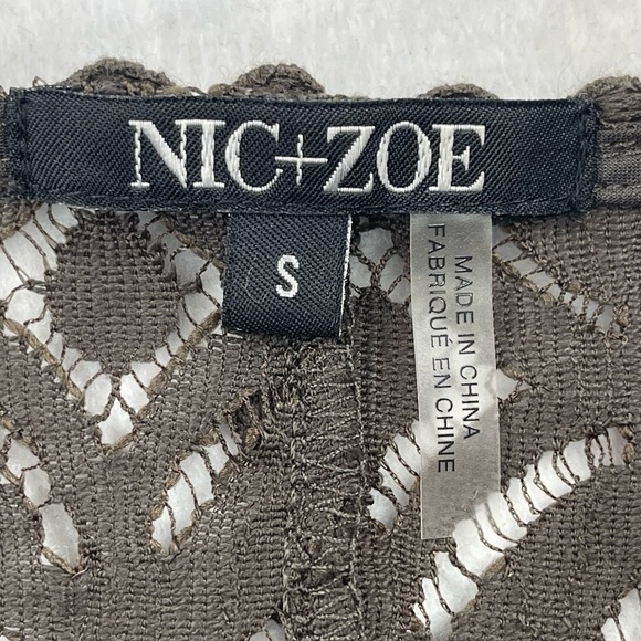 Nic + Zoe Dress Womens Small‎ Grey Taupe Crochet Lace Overlay Slip Asymmetrical - Picture 12 of 13